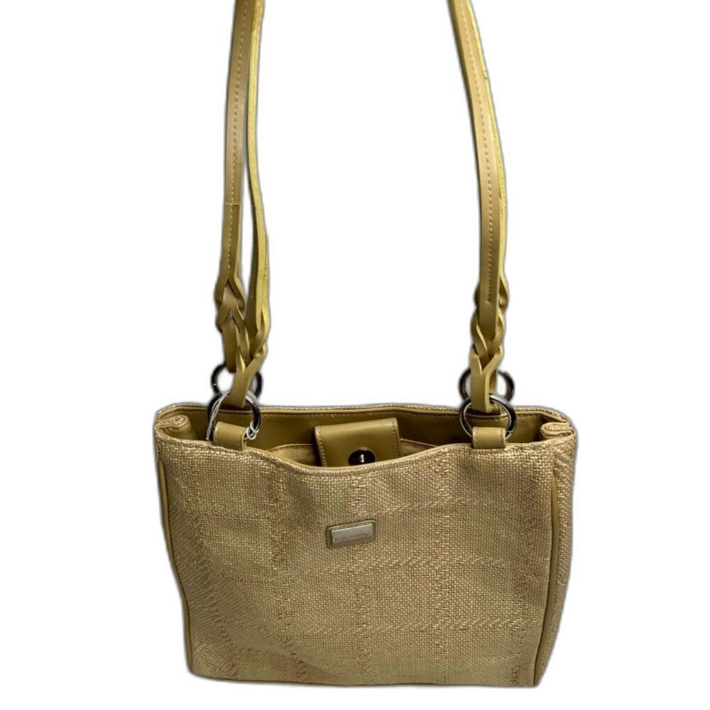 Collezioni Tan Rattan Straw‎ Square Shoulder Bag Medium Sized